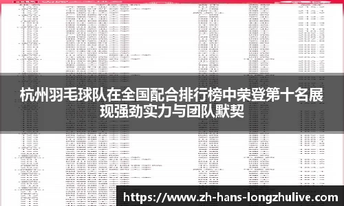 杭州羽毛球队在全国配合排行榜中荣登第十名展现强劲实力与团队默契